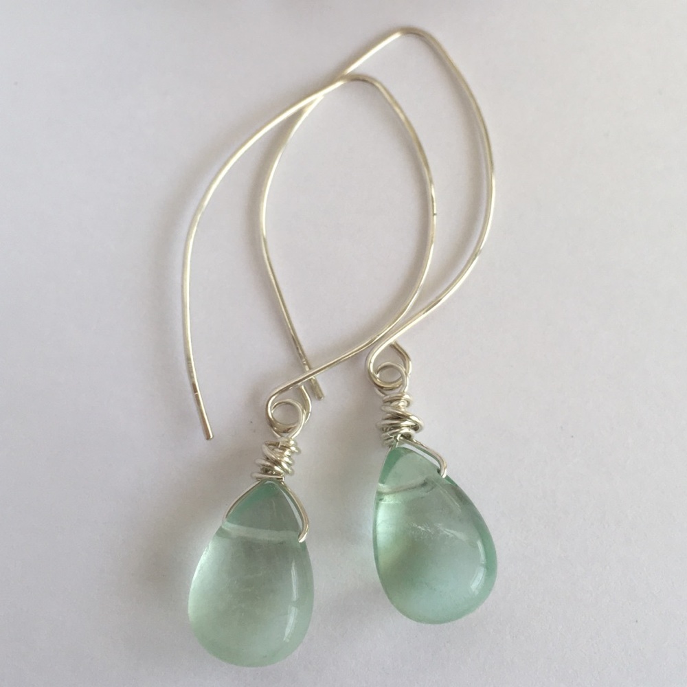 ✨ Sterling Marquise Fluorite Gemstone Earrings